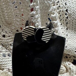 Black and White Striped Resin Statement Ring
